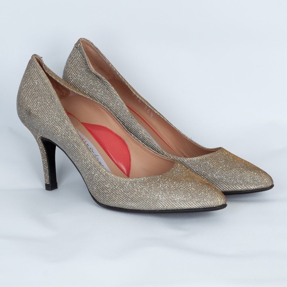 Toujours by Pas de‎ Rouge Metallic Gold Glitter Pumps Size 36.5